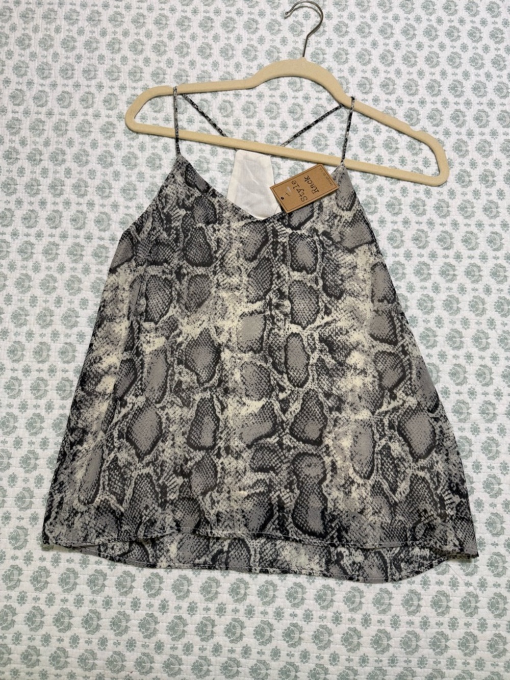 NWT Style Rack Snake Print Spaghetti Strap Cami - Tank Black & Cream Size Small